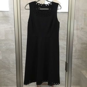 Talbots sleeveless black flared dress